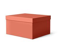 ilo - Cajas Almacenaje Decorativas con Tapa cm 45x40 H.25 - Contenedor para Ropa, Juguetes, Libros, Oficina - Recubrimiento Soft Touch Naranja, Agradable al Tacto - Reciclable y Fabricado en Italia