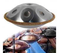 ILOOXI 432Hz 440Hz Handpan Drum En Re Menor 9/10/12 Notas Tambor De Mano De Acero, Con Bolsa De Tambor Handpan, 2 Mazos De Prueba, Soporte Para Tambor De Mano (Color : Silver-440hz, Size : 9 Notes)