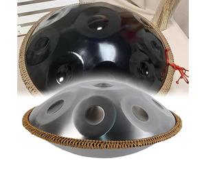 ILOOXI 9/10/12 Note Handpan Drum Tambor De Percusión De Acero D Menor Tambor De Mano 432 Hz 440 Hz 22 Pulgadas, Con Funda Suave, Mazos, Soporte (Color : Silver-440hz, Size : 9 Notes)