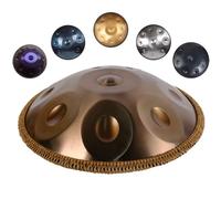 ILOOXI 9 Note Handpan Drum D Minor 22 Pulgadas Hand Drum Tambor De Mano De Acero Con Bolsa De Mano, Mazo De Mano, Soporte De Mano (Color : Gold-9 Notes, Size : 432hz)