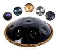 ILOOXI 9 Note Handpan Drum D Minor 22 Pulgadas Hand Drum Tambor De Mano De Acero Con Bolsa De Mano, Mazo De Mano, Soporte De Mano (Color : Black-9 Notes, Size : 440hz)
