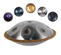 ILOOXI 9 Note Handpan Drum D Minor 22 Pulgadas Hand Drum Tambor De Mano De Acero Con Bolsa De Mano, Mazo De Mano, Soporte De Mano (Color : Silver-9 Notes, Size : 432hz)