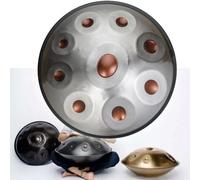 ILOOXI Handpan Drum 9 Notes Tambor De Lengua Re Menor, Instrumento Handpan 22 Pulgadas 432Hz/440Hz Tambor De Mano De Acero, Instrumento De Percusión (Color : Silver+Gold, Size : 9 Notes-432Hz)