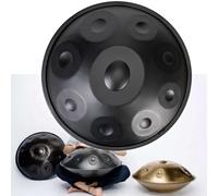 ILOOXI Handpan Drum 9 Notes Tambor De Lengua Re Menor, Instrumento Handpan 22 Pulgadas 432Hz/440Hz Tambor De Mano De Acero, Instrumento De Percusión (Color : Black, Size : 9 Notes-432Hz)