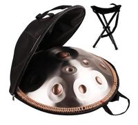 ILOOXI Tambor De Acero Handpan Drum 432Hz Tambor De 12 Tonos Tambor De Mano D Menor Tambor De Lengua Con Soporte Para Handpan, Estuche Para Handpan, Mazos (Color : Silver+Gold, Size : 10 Notes)