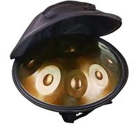 ILOOXI Tambor De Mano De 22 Pulgadas, 10 Notas Handpan Drum De Acero Tambor De Lengua En D Menor, Instrumento De Percusión, Para Sanación Del Sonido, Meditación Personal, Yoga (Color : Gold-10 Notes