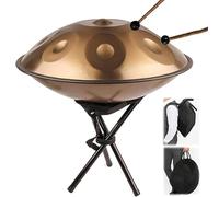 ILOOXI Tambor De Mano De 22 Pulgadas, Handpan Drum 9/10/12 Notas Tambor De Acero En Re Menor, 432Hz 440Hz, Tambor De Lengua, Instrumento De Percusión (Color : Gold-432hz, Size : 9 Notes)