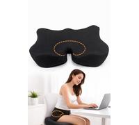 ILOTENGO IBERIA S.L. Cojín Ortopédico de Espuma Viscoelástica, Negro, Diseño Contorneado para Aliviar Dolor de Espalda y Coxis, Almohada Ergonómica para Silla