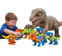 ILOTENGO IBERIA S.L. Taladro Eléctrico con Dinosaurios - Juego de Construcción y Rompecabezas Educativo para Niños, Juguetes con Caja Plástica ABS, Juegos niños