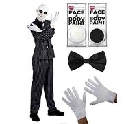 ILOVEFANCYDRESS - Disfraz de Mr Jack de Pesadilla antes de Navidad (traje de rayas con pajarita, guantes blancos, pintura facial y gorro, disponible en 5 tallas)