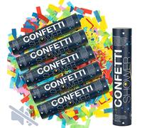 ILP 6 x lanzadores de confeti sin explosión - Diversión colorida con cañón de confeti y serpentinas - Party Popper como decoración de fiesta para cumpleaños, Silverster y bodas, Carnaval