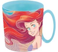 ILS I LOVE SHOPPING Ariel Sirenita - Taza de plástico de 350 ml para microondas con mango, para niños, desayuno, sin BPA