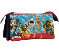 ILS I LOVE SHOPPING Brainrot - Estuche escolar triple para niños y adolescentes, 22 x 12 cm