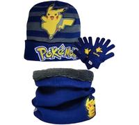 ILS I LOVE SHOPPING Juego de 3 piezas con gorro de invierno, bufanda y guantes para niños, talla única, suaves y cálidos, para POKEMON Ros, talla unica