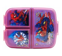 ILS I LOVE SHOPPING Porta merienda escolar con 3 compartimentos, porta comida de plástico para niños y almuerzo, caja de lanzamiento - BPA Free (Spider-Man)