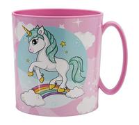 ILS I LOVE SHOPPING Taza vaso de plástico 350 ml para microondas con mango para niños desayuno BPA-free (Unicornio)