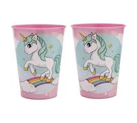 ILS I LOVE SHOPPING UNICORNO - Juego de 2 vasos de plástico 260 ml para aficionados sin BPA/regalo para niños producto oficial