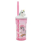 ILS I LOVE SHOPPING Vaso de 360 ml con pajita y personaje 3D para niños sin BPA (unicornio)