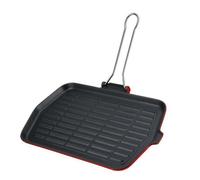 ILSA - Plancha De Inducción Bistecera Fondo Rojo 23x36 Placa De Carne Y Verdura