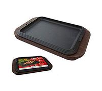 Ilsa Plato de hierro fundido con bandeja de madera 30x22 cm