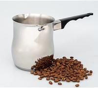 Ilsa Turka Cezva Ibrik Cezve - Cafetera turca de 1 litro (33.8 onzas) de acero inoxidable para cocinas de inducción con dos boquillas