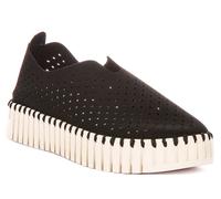 Ilse Jacobsen Tulip 3373 Zapatillas Plataforma Sin Cordones Negras Mujer UK 4