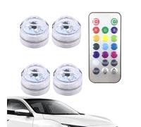 Iluminación ambiental con control remoto para automóvil: no requiere cableado Kit inalámbrico | Tiras LED que brillan bajo tierra, lámpara de atmósfera Interior para el espacio de los pies, decoración