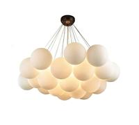 Iluminación Colgante, Bubble Glass Chandelier White Ball Suspension Pendant Light for Living Room Bedroom Dining Home Decor Ceiling Lamp(19 Balls,Warm)
