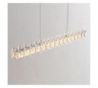 Iluminación Colgante, Dining Room Crystal Chandelier Modern Long Table Bar Silver Italian Luxury Line Type PendantLamp(Length100cm)