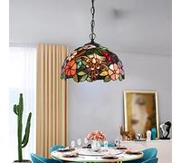 Iluminación Colgante Estilo Tiffany para Isla de Cocina, lámpara Colgante de vitral de 12 Pulgadas con Pantalla de UVA, lámpara Colgante Antigua de Granja para Comedor