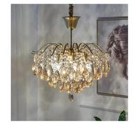 Iluminación Colgante, French Water Drop Crystal Transparent Amber Chandelier Art Light Luxury Romantic Living Room Dining Bedroom Cloakroom Lamp(Cold,AMBER_DIA60CM)