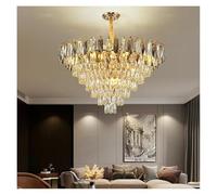 Iluminación Colgante, Luxury Crystal Chandelier Living Room Modern Simple Bedroom Rectangular Dining Light Round Smoky Gray lamp Hot(Diameter 95cm,Warm)