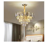 Iluminación Colgante, Luxury Crystal Chandelier Living Room Modern Simple Bedroom Rectangular Dining Light Round Smoky Gray lamp Hot(40cm,Change)