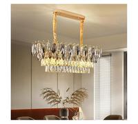 Iluminación Colgante, Luxury Crystal Chandelier Living Room Modern Simple Bedroom Rectangular Dining Light Round Smoky Gray lamp Hot(Oval Length80cm,Warm)