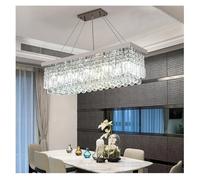 Iluminación Colgante, Modern Minimalist Gold Crystal Chandelier LED Suspended Pendant Light Suitable for Kitchen Island and Dining Room Lighting(Silvery,NATURAL_L100 X W25CM)