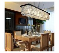 Iluminación Colgante, Modern Minimalist Gold Crystal Chandelier LED Suspended Pendant Light Suitable for Kitchen Island and Dining Room Lighting(Black,WARM_L100 X W25CM)