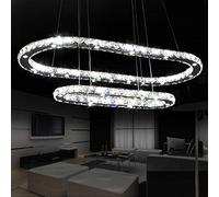 iluminación colgante redonda minimalista LED cristal comedor salón lámpara de cristal regulable moderno araña de techo elegante altura regulable anillo diseño luz de cristal colgante antigua D86+55cm