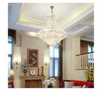 Iluminación Colgante, Villa Silver Metal Clean Crystal Chandelier Stairwell Simple Engineering Model Room Living Dining Pendant Lamp(Cold,Dia60cm Height75cm)