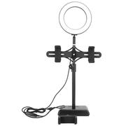 Iluminación con zoom para ordenador, aro de luz de escritorio con luz más brillante y suave, soporte, soporte para teléfono y mini rótula para