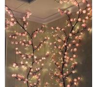 Iluminación de árbol de pared - Vid de sauce iluminada de 180 cm, rama de LED de flores, luz de cuento de con mando a distancia | Lámpara decorativa de PVC con 8 soportes para dormitorio, sala