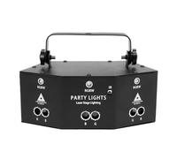Iluminación de escenario, bola de discoteca, luz de fiesta con mando a distancia, luz de discoteca con 12 efectos, una perilla y un botón ajustables de 180°, 3 LED blancos, 6 luces PAR, 7,48 x 4,33 x