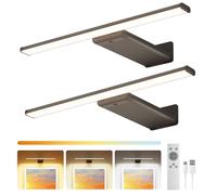 Iluminación de imagen inalámbrica, batería de 12000 mAh, lámpara de imágenes recargable con mando a distancia, lámpara de pared LED regulable para interiores para cuadros y pinturas, 3 temperaturas de