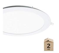 ILUMINACION IBERICA, S.L Pack x2 uds Downlight Ultrafino 24W Redondo Blanco. Driver incluido. 6000ºK. 24W 2150 Lúmenes. IP20/43. Foco LED Circular Luz Fría. 2 años de garantía. Diseño ultraslim.
