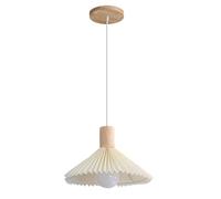 Iluminación Lámpara de techo de tela blanca vintage Lámpara plisada a rayas tradicionales Lámpara colgante de isla de cocina moderna de mediados de siglo Lámpara de techo colgante de madera grande