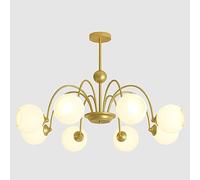 Iluminación Lámparas de araña Sputnik con forma de globo de cristal de 8 luces, lámpara de montaje empotrada en color blanco y dorado moderno, lámpara colgante para sala de estar de mediados de siglo,