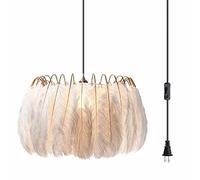 Iluminación Luz de lámpara de Plumas de Plumas nórdicas con lámpara Colgante de Oro de 14.8 pies para la habitación de la habitación de Las niñas dormitorios
