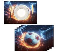 iluminación Manteles Individuales - Juego de 6 fútbol Americano Lavables Algodón Lino Salvamanteles Individuales para Cocina, Hogar, Restaurante