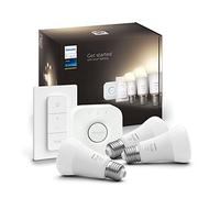 Iluminación Marca Philips Modelo Philips Hue White Starter Kit - Juego de iluminación inalámbrico - Bombilla LED x 3 - E27-9.5 W (Equivalente 75 W) - Clase F - luz Blanca cálida - 2700 K