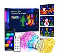 Iluminación navideña decoración de luz animada LED cortina al aire libre 2 | Aplicación y mando a distancia, 400 RGB, patrón de texto, sincronización de música, 6 modos dinámicos, impermeable