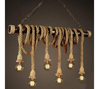 Iluminación Retro 4/6 Lámpara Lámpara de Cuerda de Cáñamo Cuerda de Lino Retorcida Luces Colgantes de Campo para Granja Granero Almacén Restaurante E27 -(6 Luces)